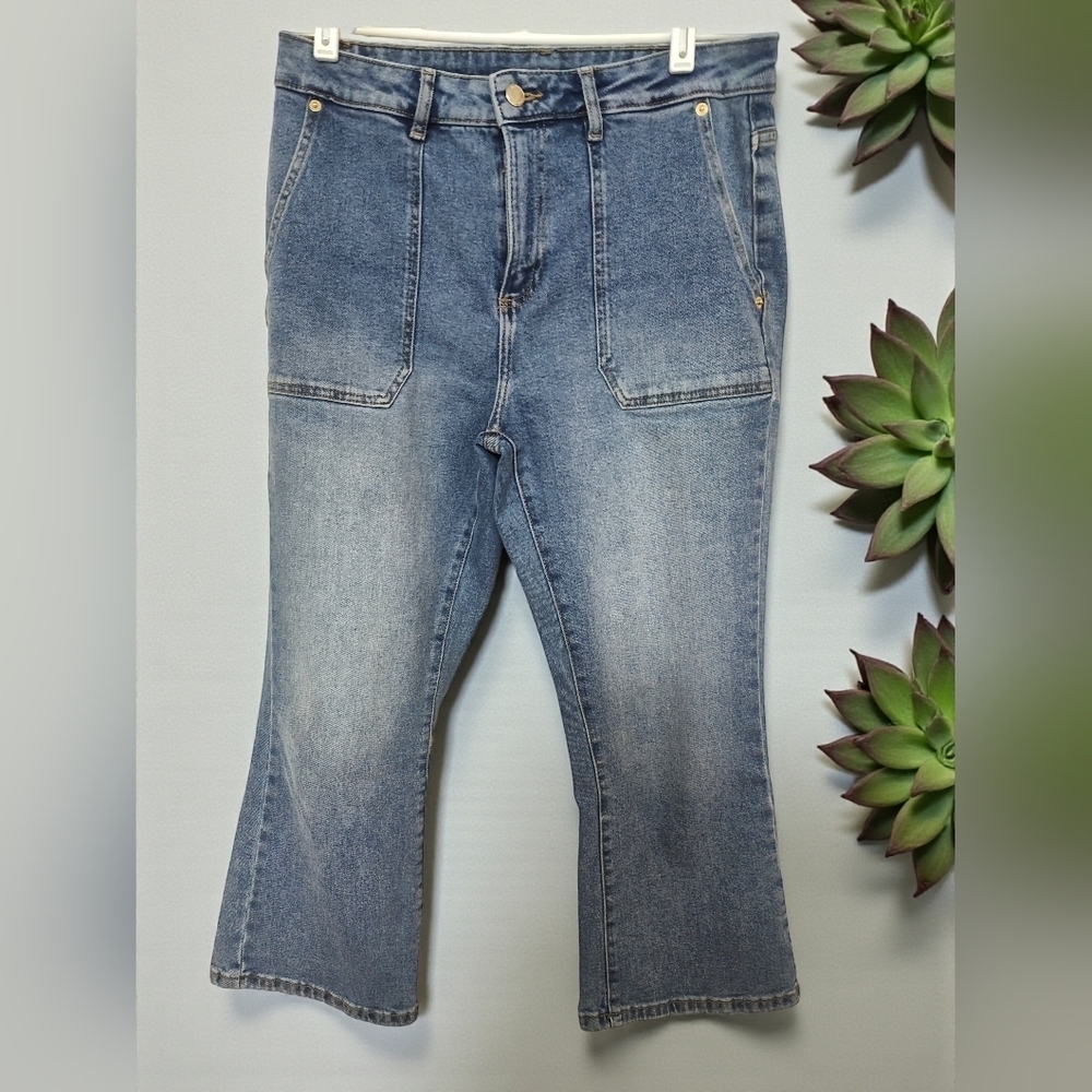 NWOT Michael Kors Selma High Waist Wide Leg Cropped Jeans, 8